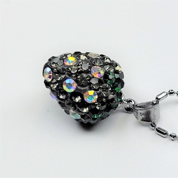 STRAWBERRY Shape Mini Green and Grey Rhinestone Small Pendant Necklace - Picture 12 of 12